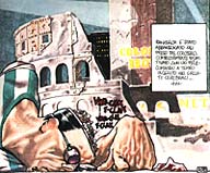 immagine di un disegno a colori intitolato architetture dentro e oltre il tempo, disegno di liberatore-tamburini ran xerox (fonte: Andrea Carloni)
