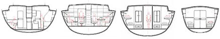 disegno tecnico di alcune sezioni trasversali del progetto 'Shark' dell'arch. Andrea Perroni (fonte: Andrea Perroni)