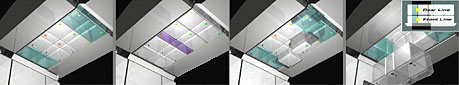 composizioni grafiche a colori dei dettagli dei 'Stowage System' (armadi/contenitori) all'interno del Iss - Habitation Module (fonte: Daniele Bedini)