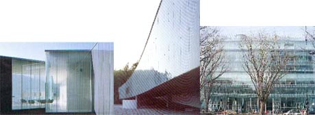 fotografie a colori del Museo N SANAA e del Museo-O, 95/99 di Kazuyo Sejima e Nishizawa, e, della Mediateca Sendai di Toyo Ito (fonte: Paolo Marzano)