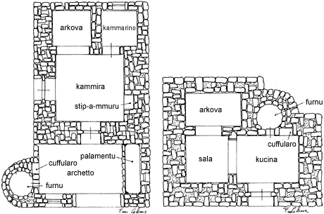 disegno in bianco e nero della pianta del dammusu (fonte: libro 'Io, tu e Pantelleria')