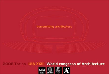 composizione grafica a colori relativa al Congresso mondiale dell'U.I.A. del 2008 che si terrà al Lingotto di Torino (fonte: http://www.uia-italia.archiworld.it/attivita/uia2008/)