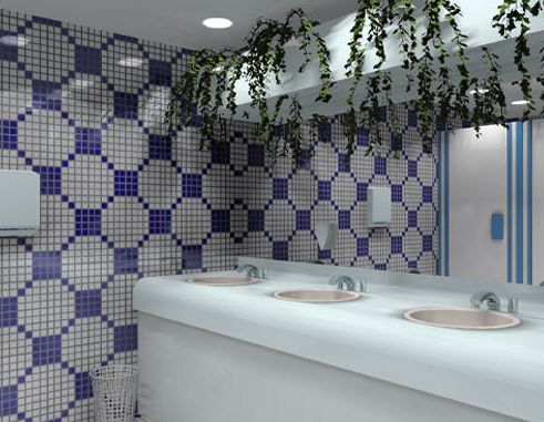 immagine a colori di un bagno in 3D realizzzato con il software parametrico per l'architettura Autodesk Revit (fonte: Autodesk Italia)