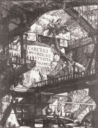 disegni in bianco e nero di G.B.Piranesi, Le Prigioni (fonte: Paolo Marzano)