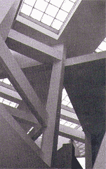 fotofrafia in bianco e nero di un interno della House III, Lakeville, Connecticut 1969-71 dell'architetto P. Eisenman (fonte: Paolo Marzano)