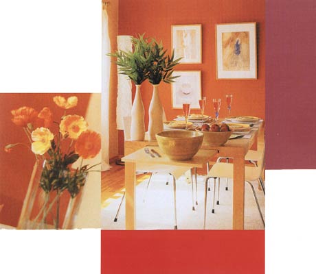 fotografia a colori di una stanza in tonalità di rosso. (fonte: Colore, n°35, luglio-settembre 2001)