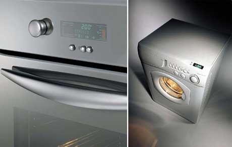 fotografie a colori del forno e della lavatrice della serie di prodotti Ariston digital