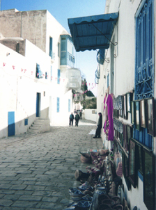 fotografia a colori di una strada della città antica di Hammamet, Tunisia (fonte: Gaspare Tararà)