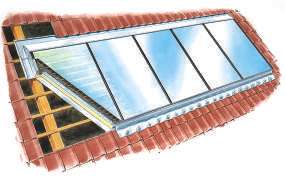 disegno a colori di un esempio di installazione di pannelli solari su di un tetto in tegole (fonte: Manager Zen)