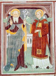 fotografia a colori del'affresco di S. Antonio abate e S. Stefano (autore: Danilo Povinelli)